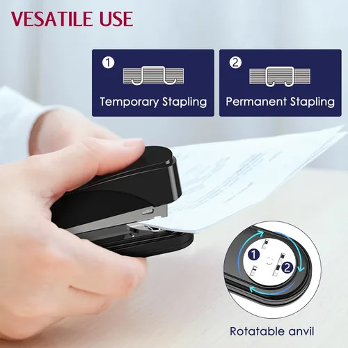Vista 6 de Engrapadora de metal resistente con capacidad de 50 hojas con 1750 grapas y removedor de grapas, grapadoras de tira completa para escritorio, sin