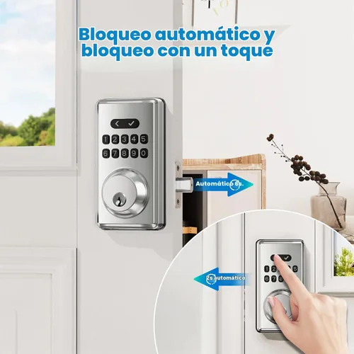 Vista 4 de Cerradura de puerta de entrada sin llave con teclado, cerraduras