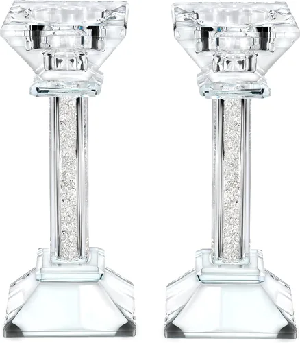 Vista 6 de Juego de candelabros de cristal de 2 a 5.3 pulgadas de alto, centro de mesa ultra elegante y moderno, decoración del hogar Transparente