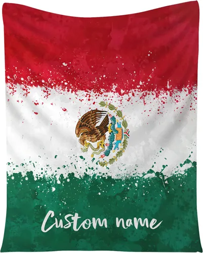 Vista 3 de Manta de México personalizada con nombre para hombres y mujeres, manta personalizada con bandera de México, manta de bandera mexicana, regalo