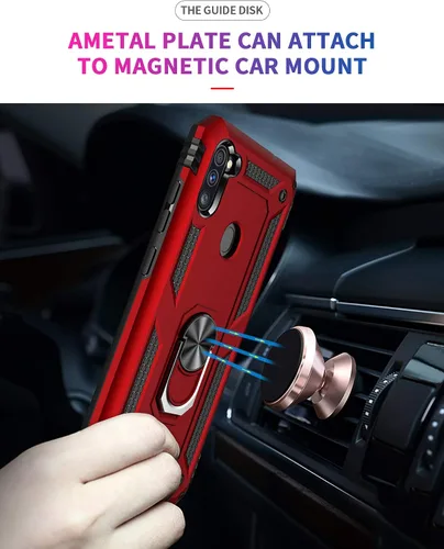 Vista 3 de Funda para Samsung A11, Galaxy A11, funda de grado militar resistente con protector de pantalla HD, anillo magnético atril para Samsung Galaxy A11