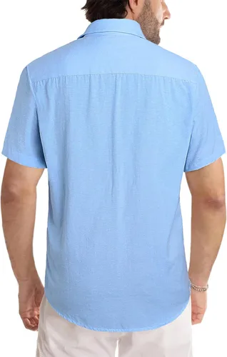 Vista 187 de JMIERR Camisas de vestir a rayas con botones y manga corta para hombre