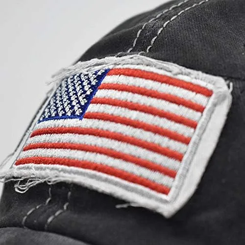 Vista 5 de Sombrero de cola de caballo desgastado para mujer, diseño de bandera americana, gorra de cola de caballo alta