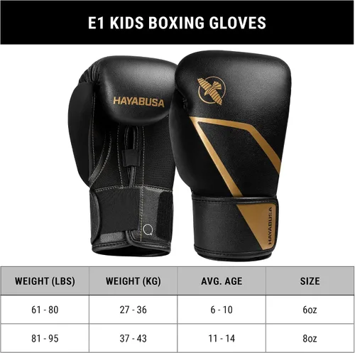 Vista 8 de Hayabusa Guantes de boxeo E1 para niños, jóvenes y adolescentes