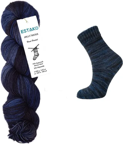 Vista 4 de Estako Jolly Socks Hilo Pintado a Mano 75% Lana Merino Superwash y 25% Poliamida (Fine/Sport 2 Peso) / 3.52 Oz - 100 gr / 360 Yardas - 330 mt