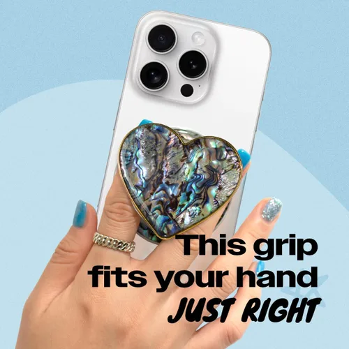 Vista 2 de OnTheGrip Cute Natural Seashell Design Heart Shape Collapsible Mobile Phone Grip Stand Holder for Smartphone Tablet Cell Phone Accessory
