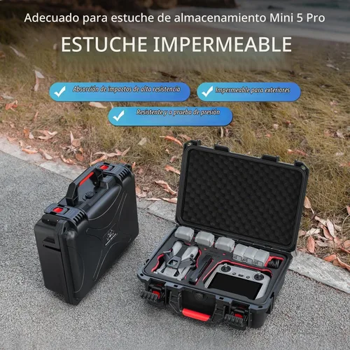 Vista 2 de Mini 5 Pro - Funda rígida impermeable portátil para DJI Mini 5 Pro/4Pro/3Pro/3Pro/3Pro/3, bolsa de almacenamiento de viaje resistente y resistente