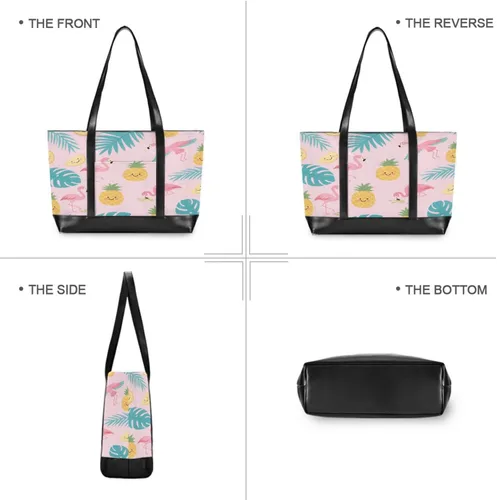 Vista 3 de Linda funda para portátil de flamencos rosados moderna con bolsa de cremallera para el trabajo para yoga con tablet maletin ejecutivo para mujer
