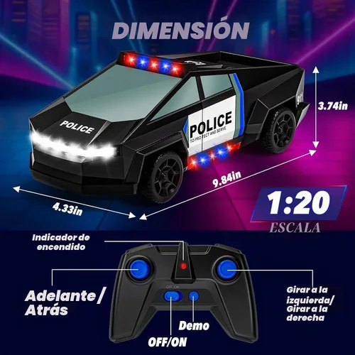Vista 2 de Camión teledirigido del coche de la policía 1:20, juguete RC con las luces del LED para los niños de los niños