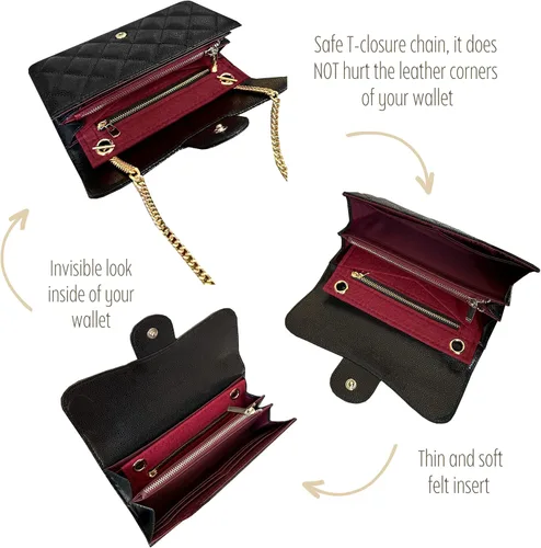Vista 6 de Long Wallet Conversion Kit for Long Flap Wallet Insert & Chain Strap Wallet on Chain Gold Silver CardHolder Crossbody Converter Kit