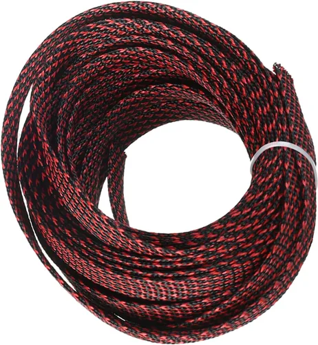 Vista 13 de Bettomshin 1 funda de organización de cables de 3.28 pies (3.3 ft), protector de cable PET negro y rojo, protector de cable PET de 0.98 pulgadas
