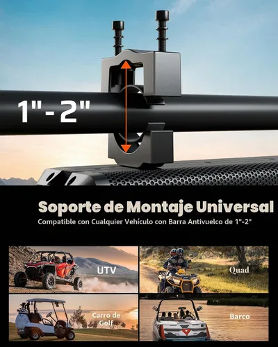 Vista 7 de Ehaho 17 Inch 4-Speaker UTV Sound Bar with Bluetooth, RGB, IP66 Waterproof