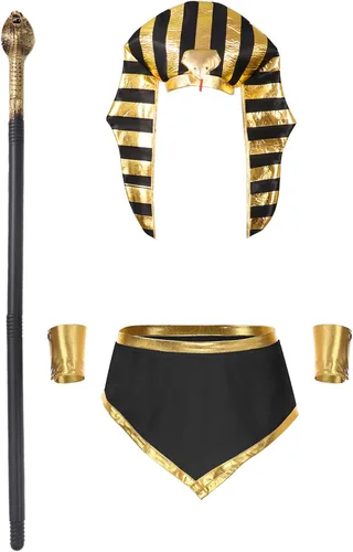 Vista 5 de Disfraz sexy de rey egipcio para hombre, disfraz de Halloween, juego de rol, ropa