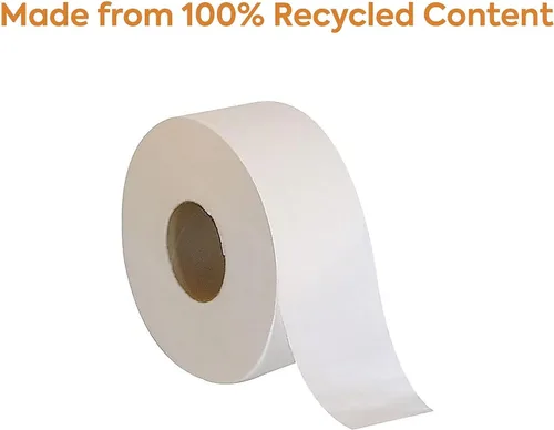 Vista 5 de Coastwide Papel higiénico profesional reciclado jumbo, 2 capas, blanco, 1000 pies/rollo, 6 rollos/caja