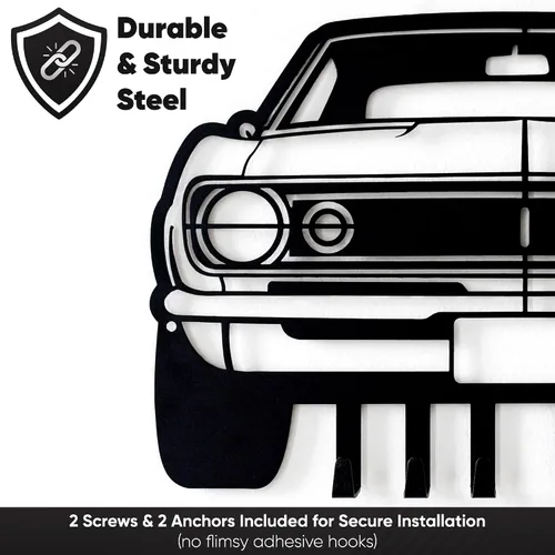 Vista 4 de MOOH Llavero de metal automotriz con 6 ganchos, regalo único para amantes de los automóviles montado en la pared para hombres y mujeres, decoración