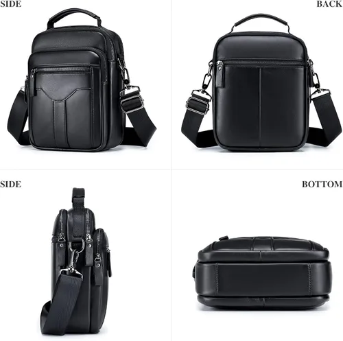 Vista 2 de BAIGIO Men's Genuine Leather Shoulder Bag Messenger Briefcase CrossBody Handbag Satchel Travel bag