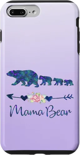 Vista 12 de Teal Blue Purple Floral Mama Bear Three Cubs Silver Purple Case for iPhone 17