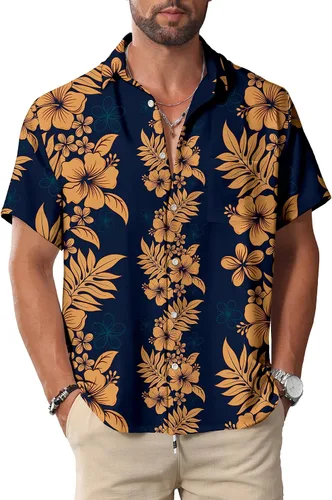 Vista 21 de KYKU Hawaiian Shirt for Men: Tropical Summer Beach Short Sleeve Button Down Shirt with Pocket