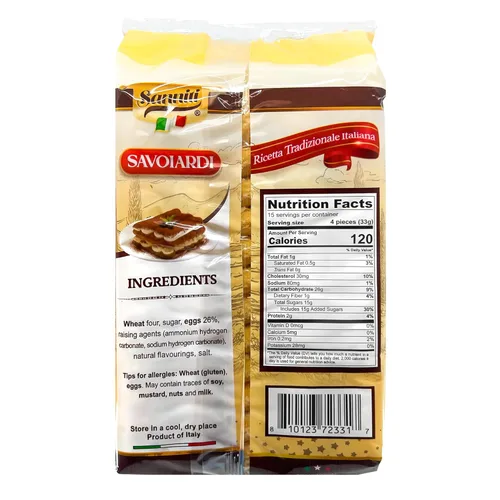 Vista 3 de Sanniti Galletas italianas Savoiardi Ladyfingers Producto de Italia Galletas ideales para aperitivos y tiramisú, 17.64 oz (17 onzas)