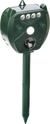 Vista 2 de Repelente solar ultrasónico de animales para exteriores, dispositivos repelentes de ciervos, con flash LED y sensor de movimiento, mapaches