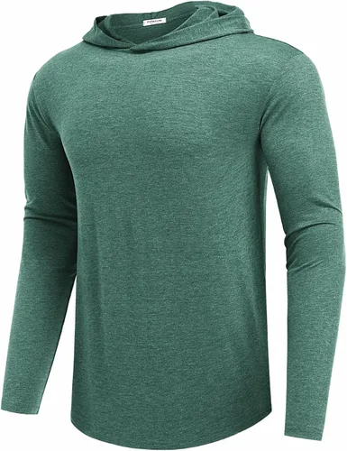 Vista 27 de PINSPARK Sudaderas ligeras con capucha tipo pullover para hombres, manga larga, sudadera con capucha para golf, gimnasio, entrenamiento, sudadera