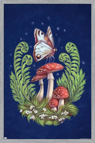 Vista 13 de Trends International Brigid Ashwood - Póster de pared con diseño de mariposas y hongos Versión enmarcada de caoba