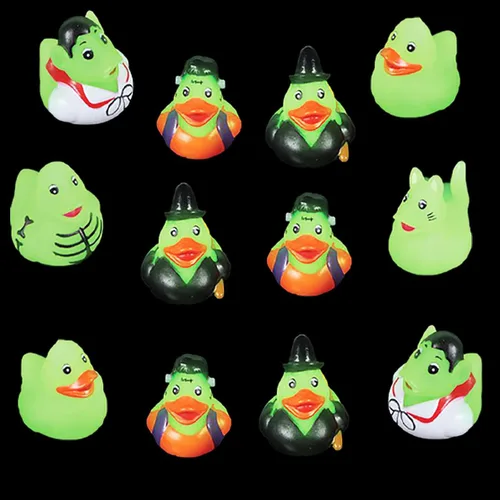 Vista 2 de Pato de goma zombi que brilla en la oscuridad para Halloween, patitos de juguete para niños, baño, cumpleaños, baby showers, playa de verano