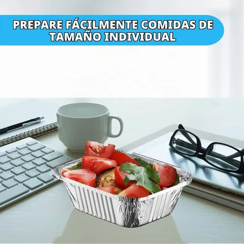 Vista 4 de MontoPack Bandejas Desechables para Llevar con Tapas Transparentes Recipientes de Alimentos de Papel de Aluminio con Capacidad de 1 lb con Sello