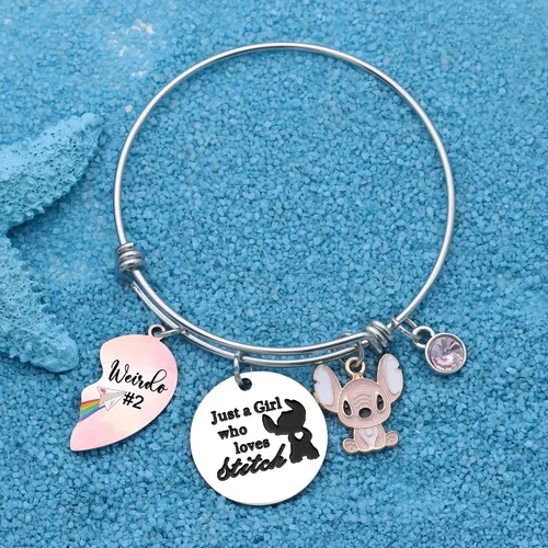 Vista 4 de Ketaki 2 pulseras Weirdo 1 Weirdo 2, mejor amiga, regalos para niñas y mujeres, cumpleaños, Navidad, graduación, amistad, joyería con dije de Just A