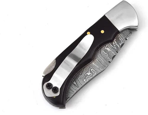 Vista 5 de Cuchillo de acero damascus 606H - Cuchillo plegable de bolsillo con clip - Cuchillo personalizado hecho a mano - Cuchillo de bolsillo damascus