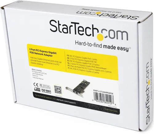 Vista 6 de StarTech Tarjeta de red PCI Express Gigabit Ethernet de doble puerto (ST2000PEXPSE) Adaptador de servidor PCIe NIC 10/100/100 de 2 puertos con PoE