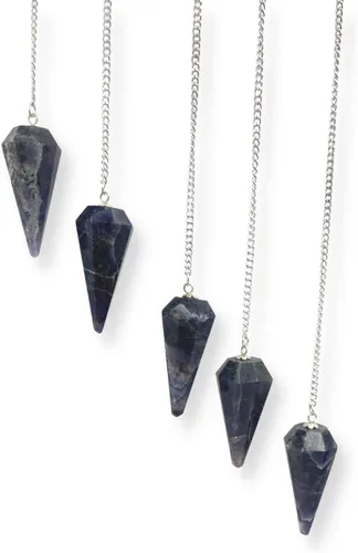 Vista 10 de GEMSCITE Lote de 5 piezas de péndulos de piedras preciosas de amatista a la moda, potente meditación psíquica, regalo de éxito psíquico, FengShui