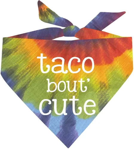 Vista 7 de Taco Bout' - Bandana para perro 100% algodón triángulo ajustable Hecho en Estados Unidos Cinco de Mayo Divertido accesorio de comida Negro