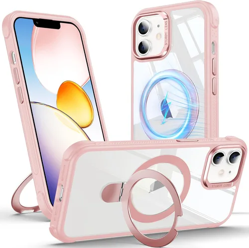 Vista 10 de Anqrp Funda transparente con función atril magnética con junta tórica para iPhone 12/12 Pro, compatible con Mag-Safe, de grado militar, reforzada
