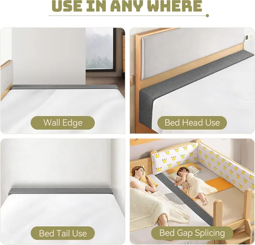 Vista 6 de DEEPSHARK Relleno de espacio de cama para colchón Full, esponja 45D de alta densidad, funda extraíble y lavable, relleno extensor de colchón