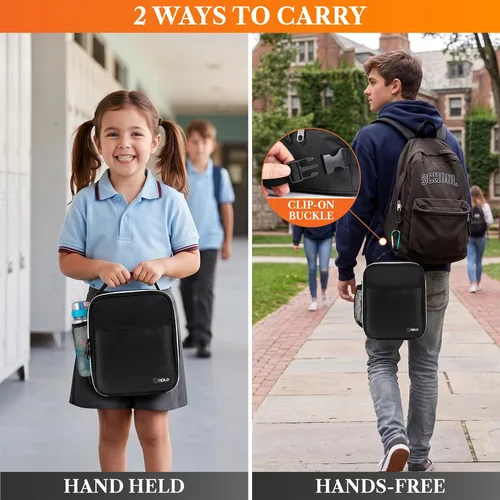 Vista 6 de OPUX lonchera aislada de alta calidad Bolsa de almuerzo escolar suave hermética para niños y niñas Durable y reutilizable como lonchera de Negro