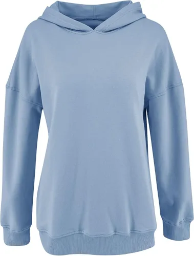 Vista 4 de PRETTODAY Sudadera con capucha de gran tamaño para mujer, sudadera casual de manga larga, color liso, suelta