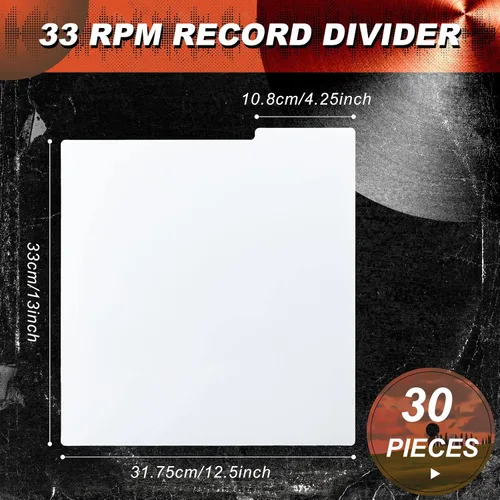 Vista 2 de Gueevin 30 separadores de discos de vinilo a granel de 12.5 x 13.49 pulgadas, accesorios de discos de vinilo LP con pestañas para protección