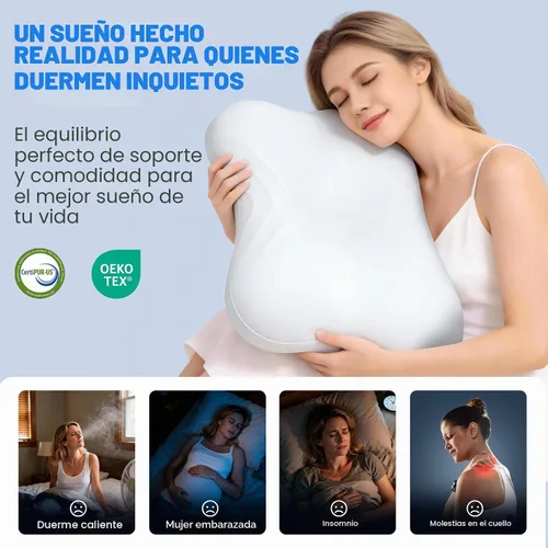 Vista 9 de Almohada cervical para aliviar el dolor de cuello y dormir de lado Blanco