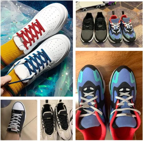 Vista 5 de 2-6 pares de cordones elásticos sin atar, cordones universales para zapatos para niños y adultos, cordones sin cordones con cierre de metal