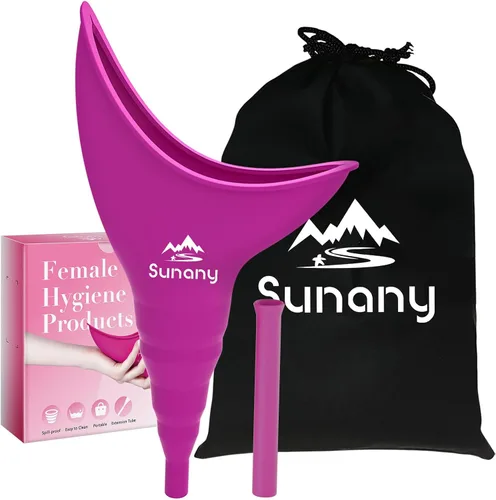 Vista 9 de Sunany Female Urinal, Female Urinal with Silicone Funnel, Portable for Standing Female, Reusable Urinal for Female Toilet, for Outdoor, Activities
