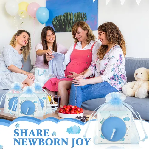 Vista 6 de Colarr Juego de 50 Velas para Baby Shower Temáticas de Oso como Recuerdos para Baby Shower, Regalos para Invitados, Incluye 50 Velas de Té, 50