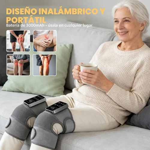 Vista 6 de YAZHI - Masajeador de rodilla inalámbrico para aliviar el dolor, rodillera eléctrica con calefacción, 5 niveles de calor y 3 modos de masaje