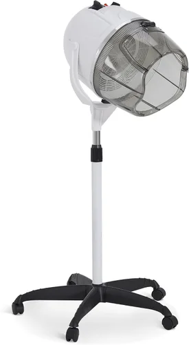 Vista 10 de BarberPub Secador de pelo con capucha de 1300 W con soporte, base rodante de pie ajustable en altura, equipo de salón de belleza con rotación