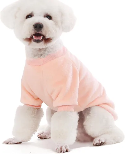 Vista 5 de FabriCastle - Ropa, suéteres, abrigos o chaquetas para perros o gatos pequeños o medianos, unisex, muy suaves y cálidos, paquete de 3 unidades, Rosa