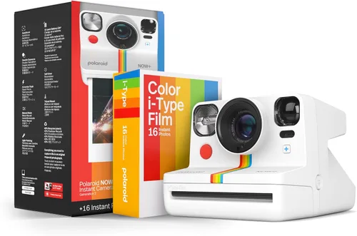 Vista 14 de Polaroid Now+ de segunda generación I-Type Cámara instantánea de película Bluetooth con control de aplicación - Blanca (9077)