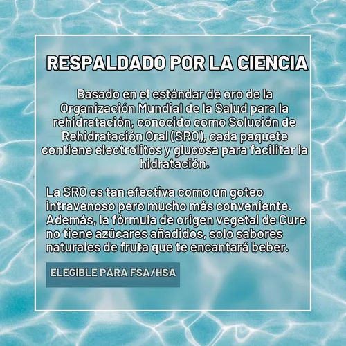 Vista 6 de Cure Hydration Mezcla de bebida con electrolitos a base de plantas Sin azúcar añadida Polvo de alivio de la deshidratación fabricado con agua