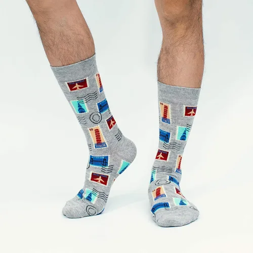 Vista 3 de Bonangel - Calcetines de vestir coloridos divertidos y artísticos para hombre