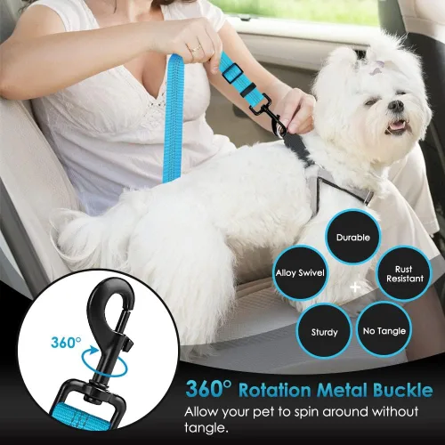 Vista 53 de SlowTon Cinturón de seguridad para perro, correa de cinturón de seguridad ajustable para perro, 2 en 1, cinturón de seguridad para perro