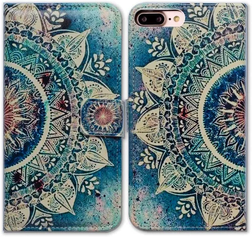 Vista 14 de Bcov Bfun - Funda para iPhone 8 Plus, funda para iPhone 7 Plus, diseño de cachemira brillante con ranura para tarjetas, funda de cuero para iPhone 7